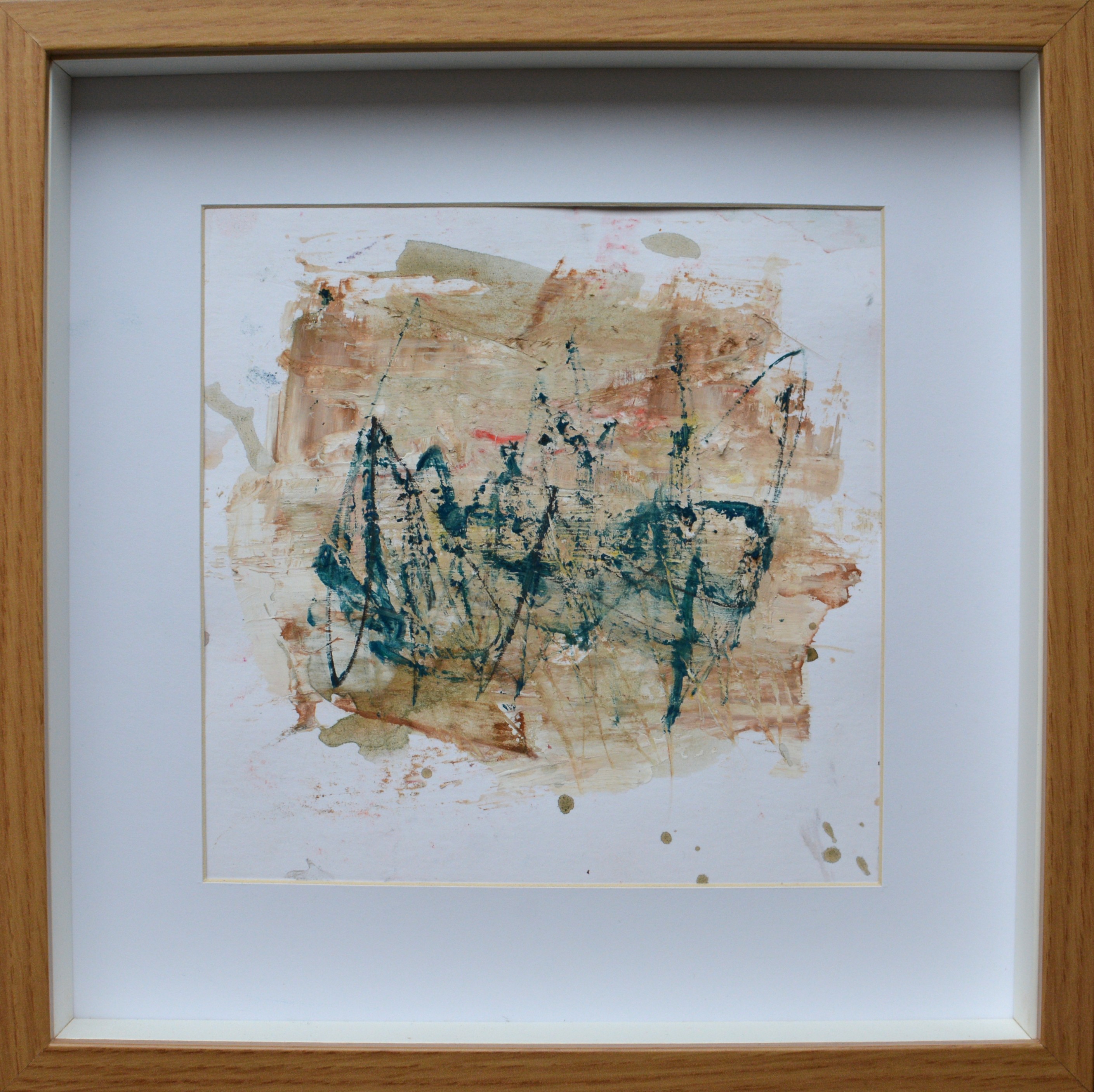 uk-art 25, abstract landscape, mixed media, framed, for sale 380 euro